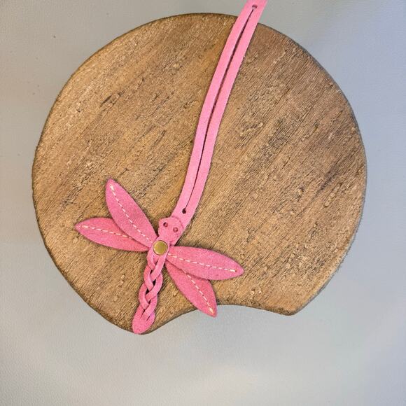 Portland Leather Dragonfly Charm PINK SUEDE FAST SHIP Bag Purse Charm NEW! - Picture 4 of 6